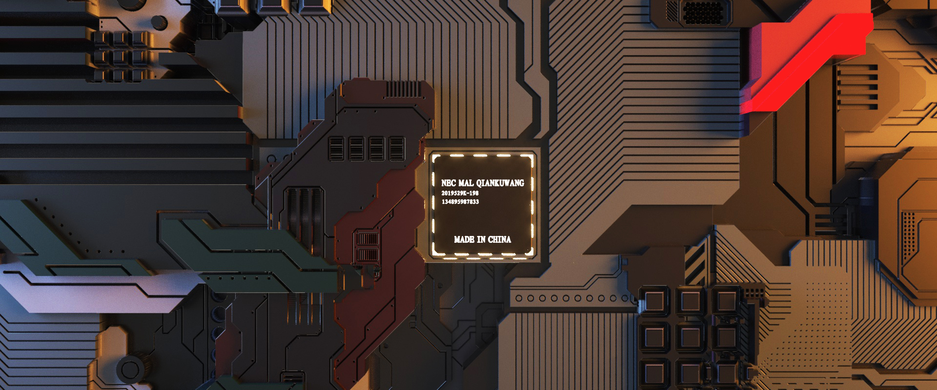 C4D科技5G芯片电路板模型（Octane工程）