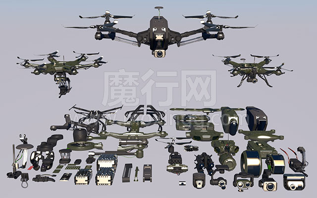 C4D无人机套件与穿越机摄像头3D模型素材分享