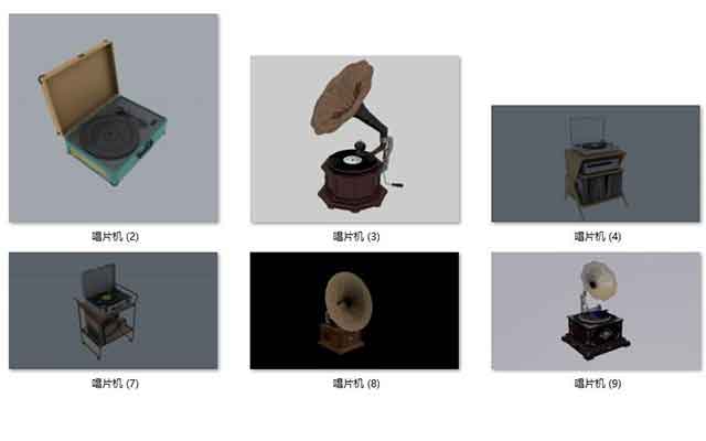 11个复古唱片机与留声机C4D模型合集：老式收音机素材免费下载