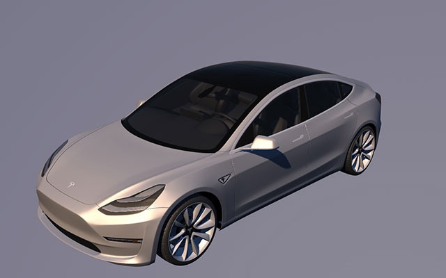 特斯拉Model3汽车C4D模型免费下载