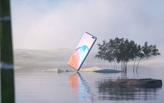魔行网分享：华为Mate 40 Pro手机C4D模型（湖面竹林Octane渲染）