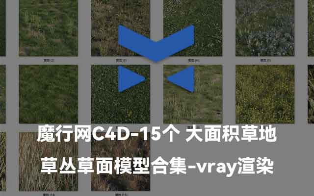 魔行网分享：15个写实风C4D大面积草地草丛模型合集（Vray渲染）