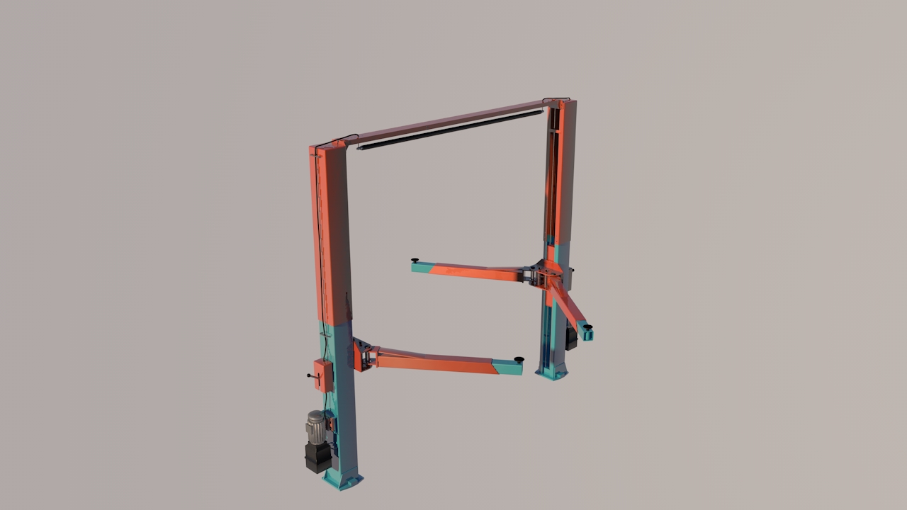 C4D龙门举升机与汽车维修升降台3D模型资源