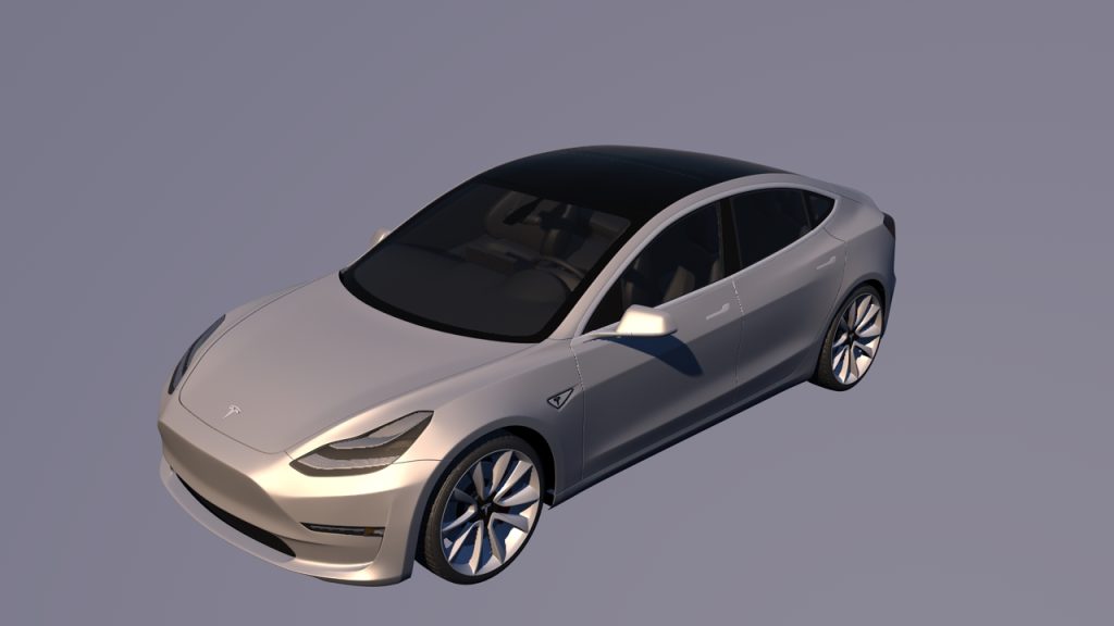 特斯拉Model3汽车C4D模型预览图