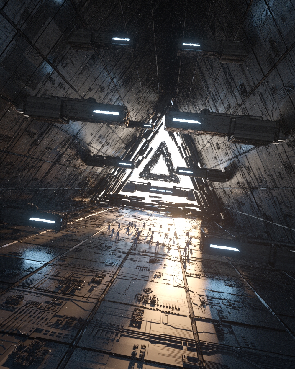 C4D科幻宇宙飞船场景模型：Octane渲染抽象科技风工程详解