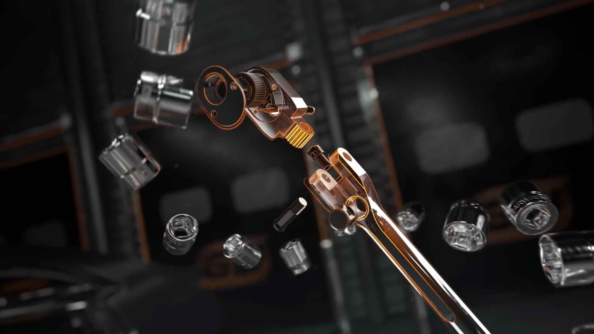 C4D动态短片案例：齿轮扳手与短套筒工具组的精密展示