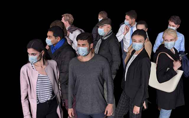 12个戴口罩人物站姿C4D模型免费下载