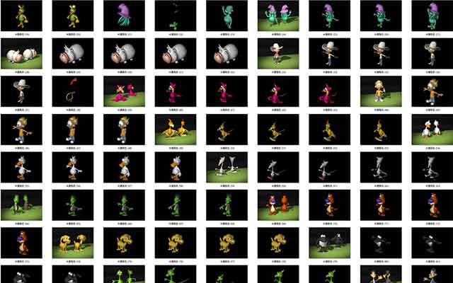 魔行网分享：103个C4D卡通拟人角色三维模型合集