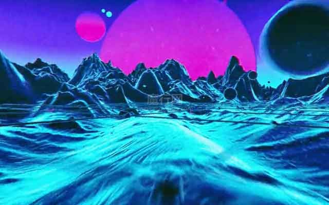 C4D动画工程：炫酷科幻风格山川流动与外空场景素材