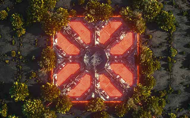 魔行网分享：抽象科技风Octane发光装置顶视图C4D工程文件