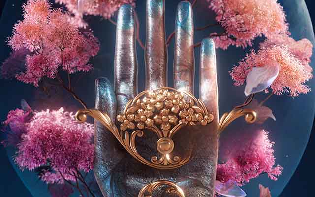 魔行网OC工程分享：命运之手与花束概念场景C4D模型