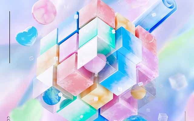 C4D彩色魔方海报Octane OC工程文件下载（概念风格）