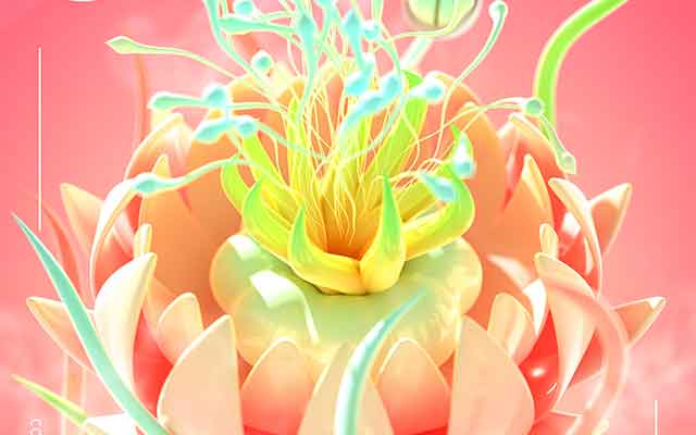 魔行网分享：Octane卡通风格彩色花朵花束C4D工程文件下载