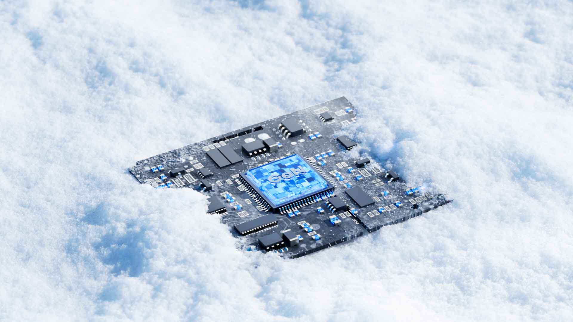 免费下载：Octane渲染雪地芯片工程文件（含CPU芯片与主板模型）
