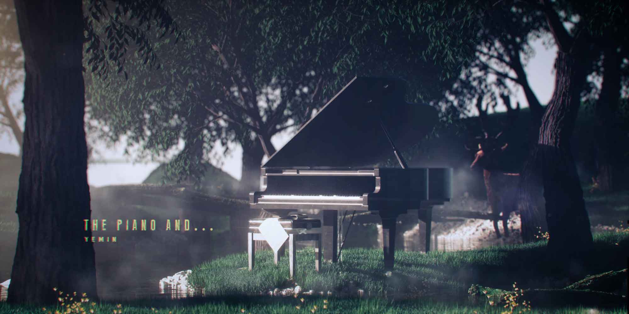 复古风户外森林概念场景：含钢琴元素的Octane C4D工程资源