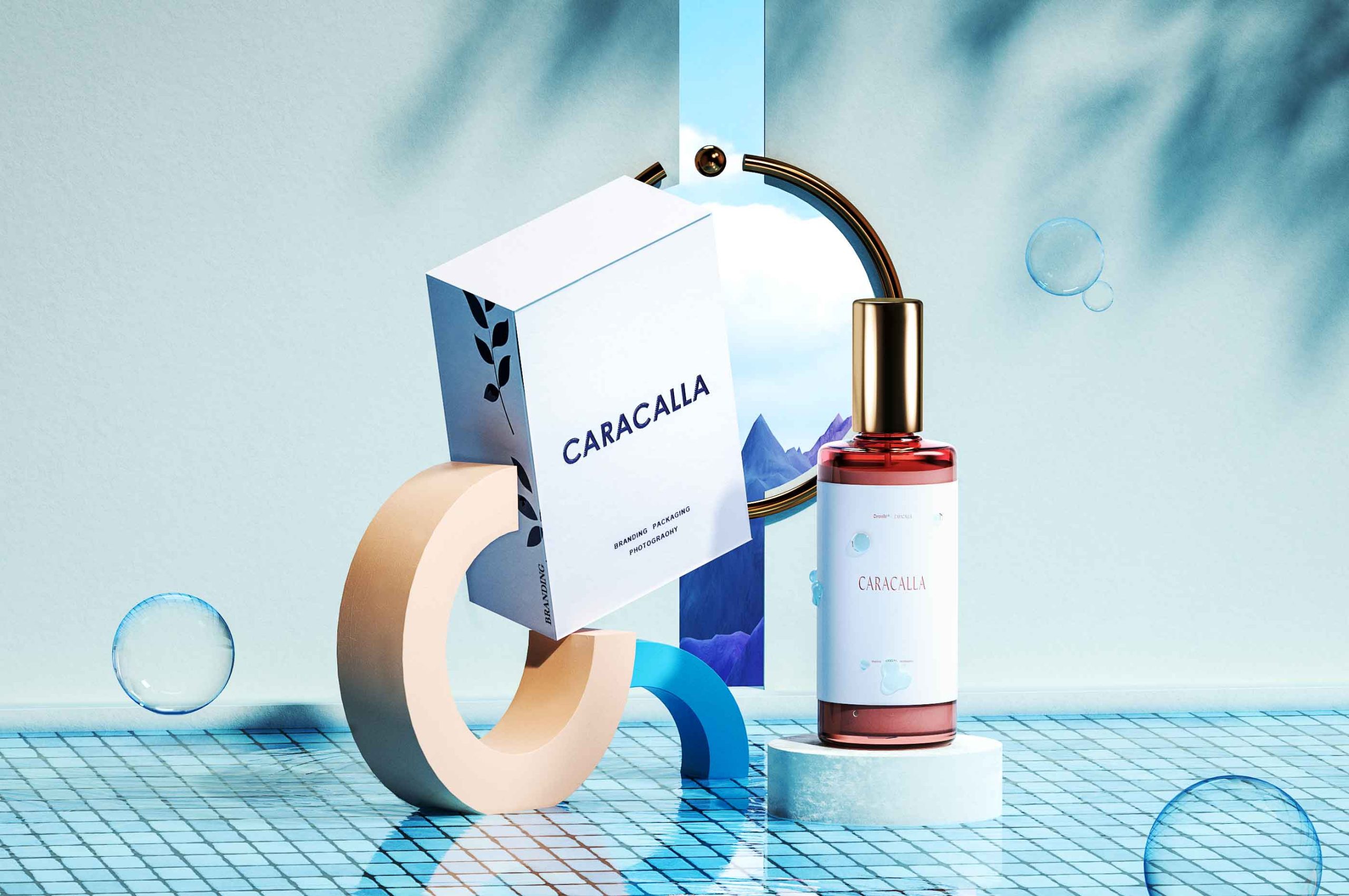 极简风格C4D+Octane化妆品包装工程文件免费下载