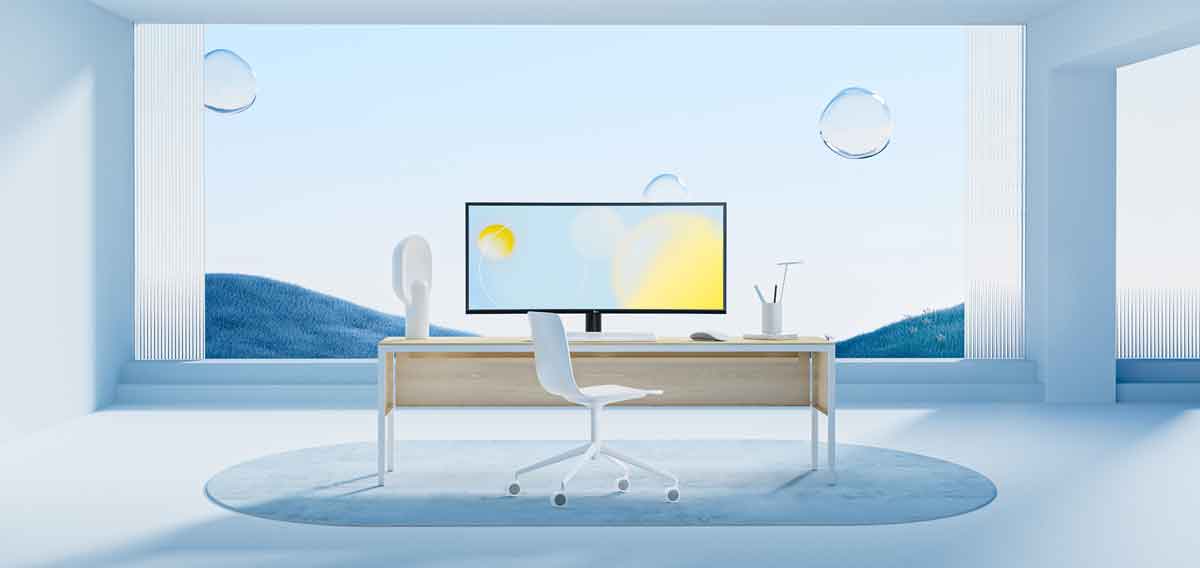 微软风蓝色极简办公场景C4D+Octane工程模型下载
