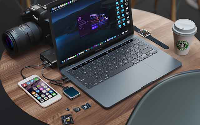 免费下载C4D Arnold工程：3C数码笔记本与单反相机写实模型