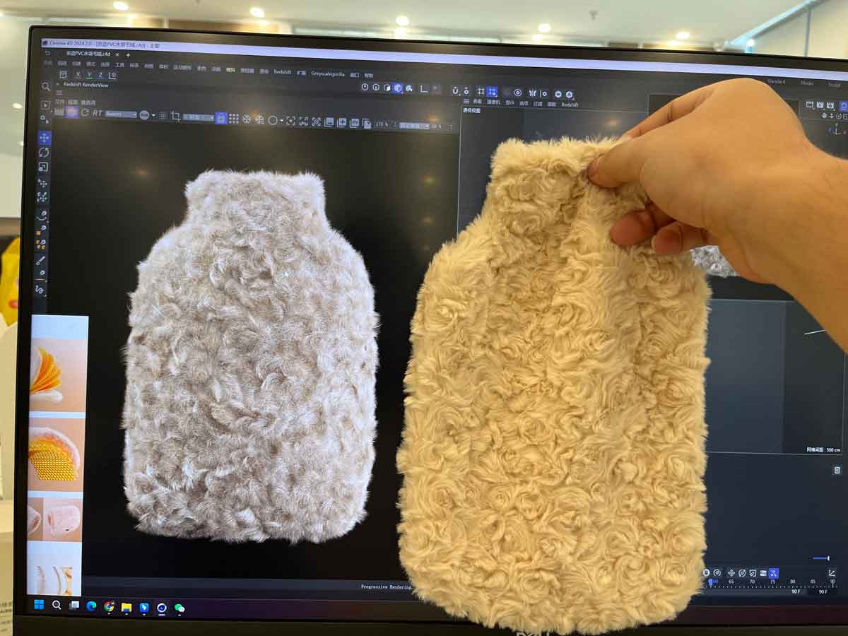 免费下载：Redshift暖手袋毛茸茸羊毛C4D工程文件