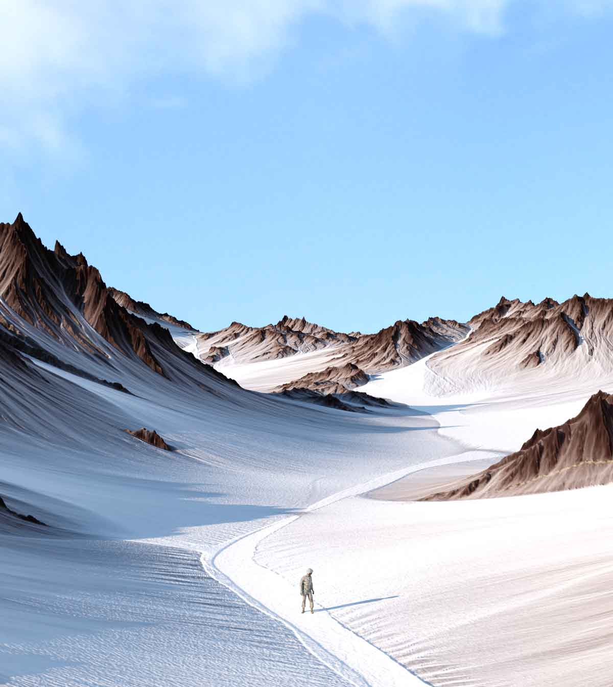 魔行网Octane雪山雪地工程：极简风格山脉场景模型下载