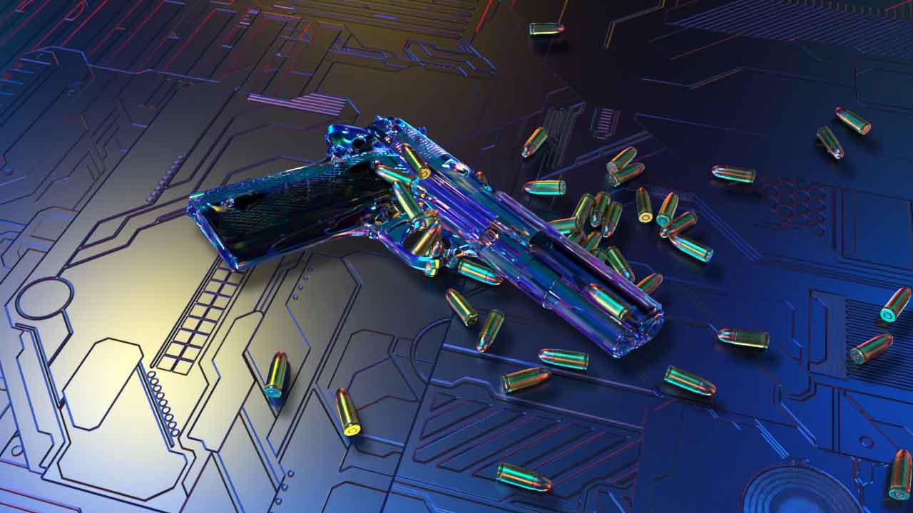 魔行网分享：Octane格式概念风格手枪与子弹3D模型工程文件