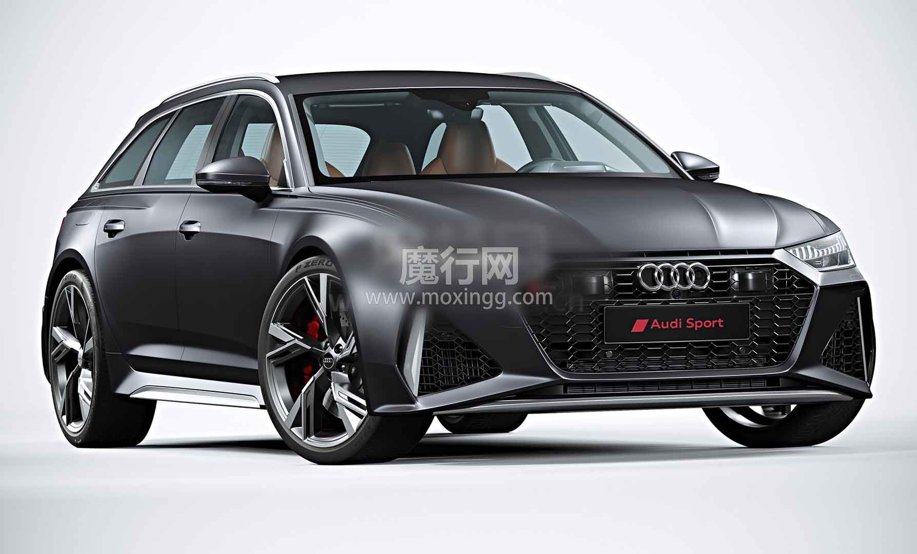 2020奥迪RS6 Avant C4D模型：四边面拓扑与内饰细节展示