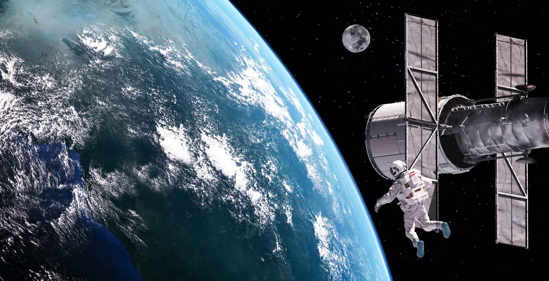 魔行网分享：Octane渲染宇宙场景中的航天员与月球模型工程文件