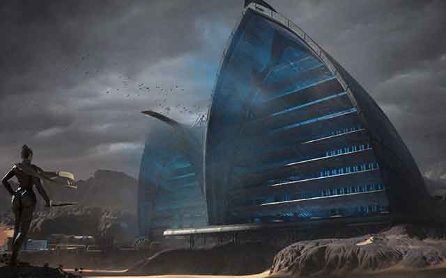魔行网分享：Octane科幻建筑场景与人物模型工程文件