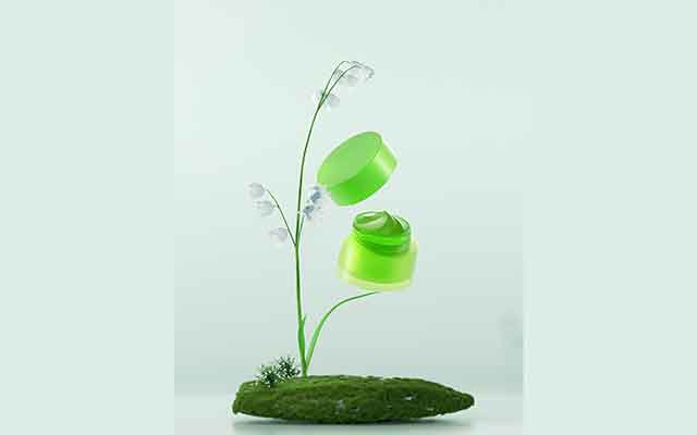 魔行网分享：极简风植物生长主题C4D+OC化妆品产品场景工程