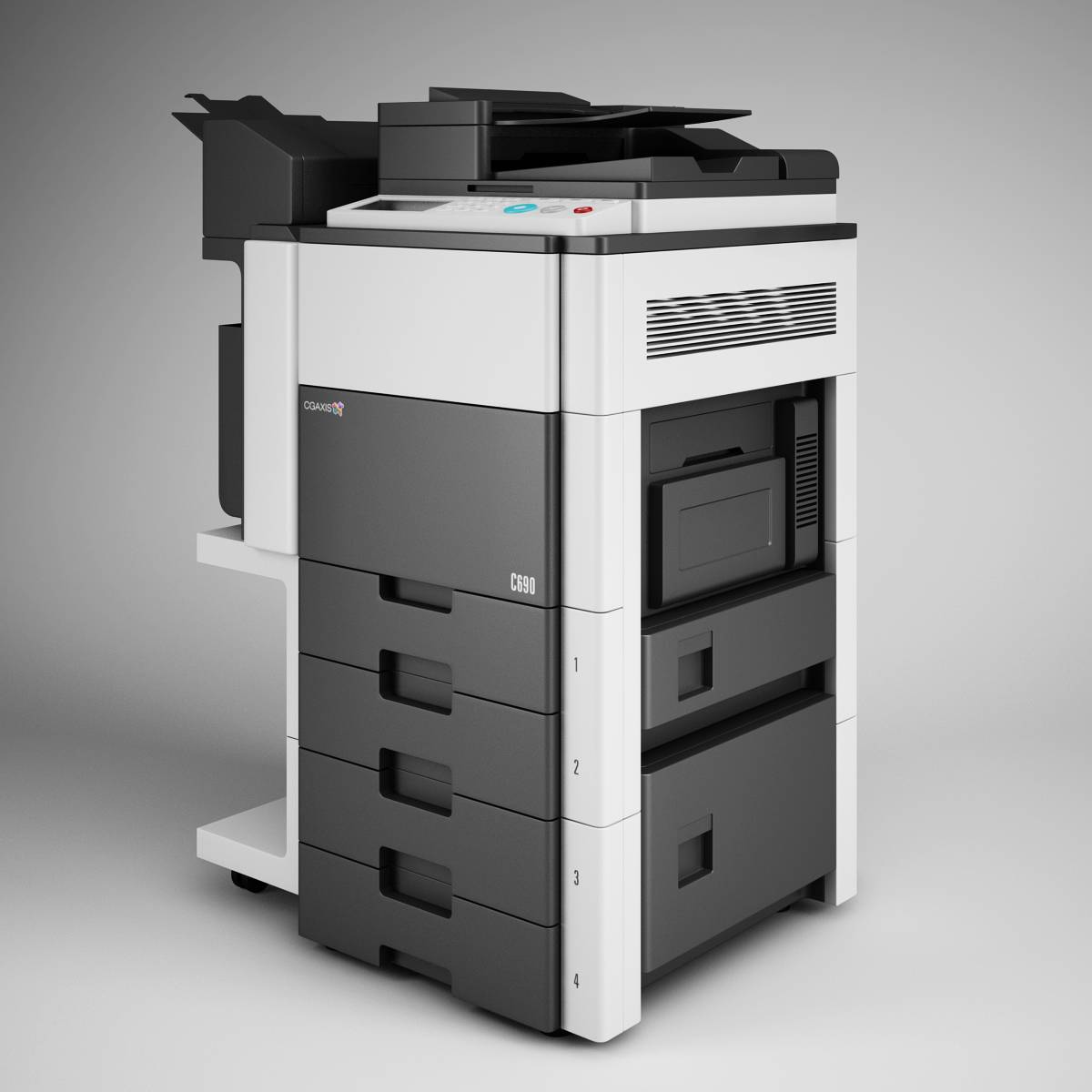 魔行网免费C4D办公用品模型：打印机与复印机3D资产下载